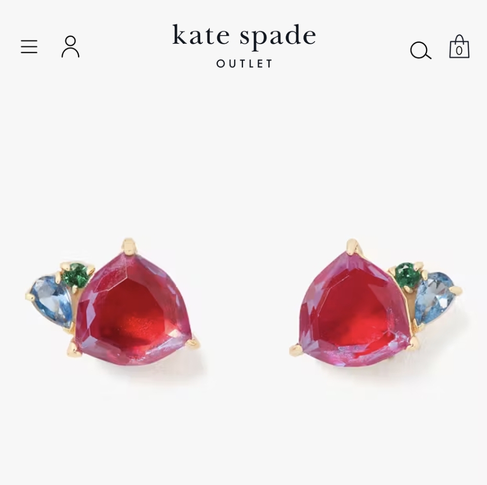 NWT Kate Spade Shine Me Up Red Gemstone Earrings- Gorgeous! 🎁In Silver Box
